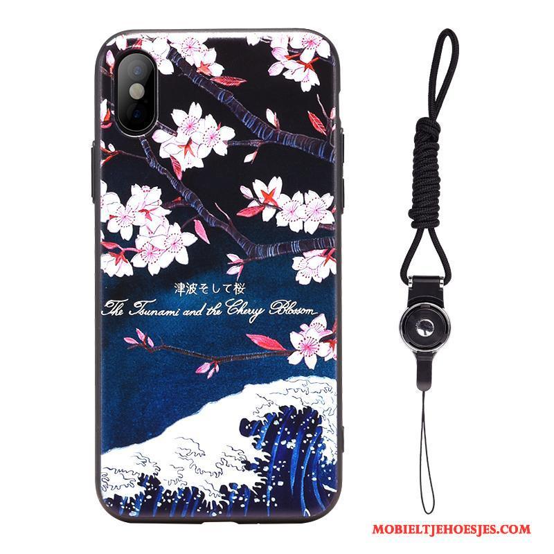 iPhone X Kraan Vintage Kers Hanger Japans Purper Hoesje Telefoon