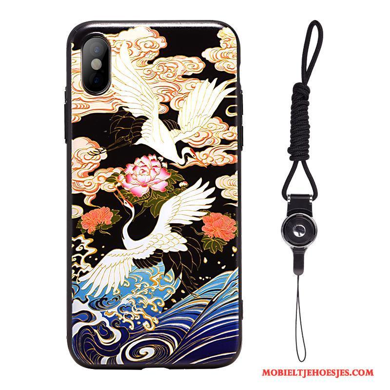 iPhone X Kraan Vintage Kers Hanger Japans Purper Hoesje Telefoon