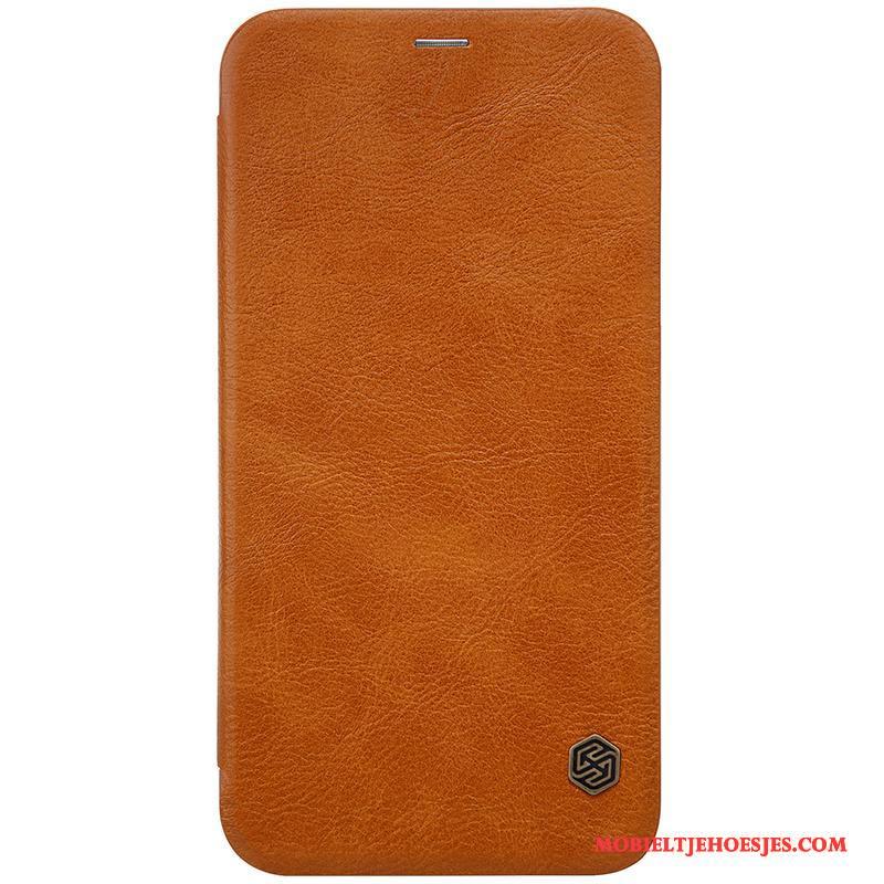 iPhone X Leren Etui Folio Anti-fall Hoes Rood Bescherming Hoesje Telefoon