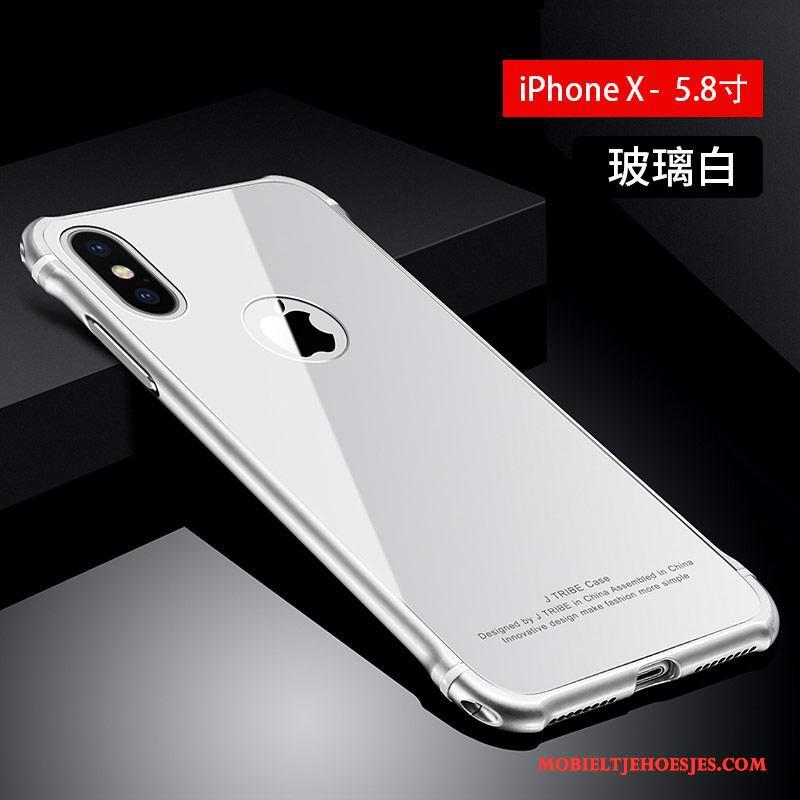 iPhone X Metaal All Inclusive Trendy Merk Glas Hoesje Telefoon Luxe Zwart