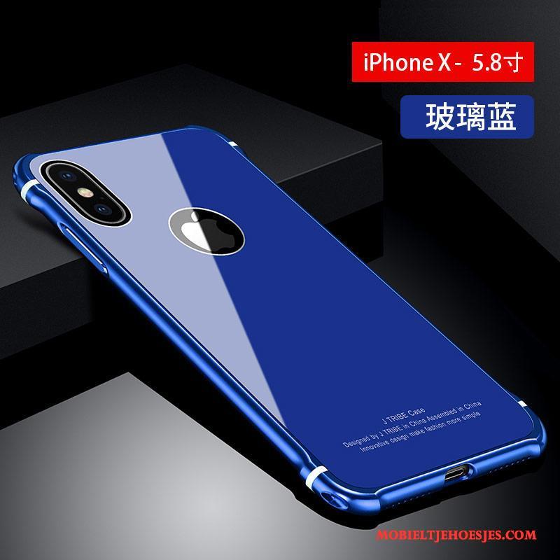 iPhone X Metaal All Inclusive Trendy Merk Glas Hoesje Telefoon Luxe Zwart