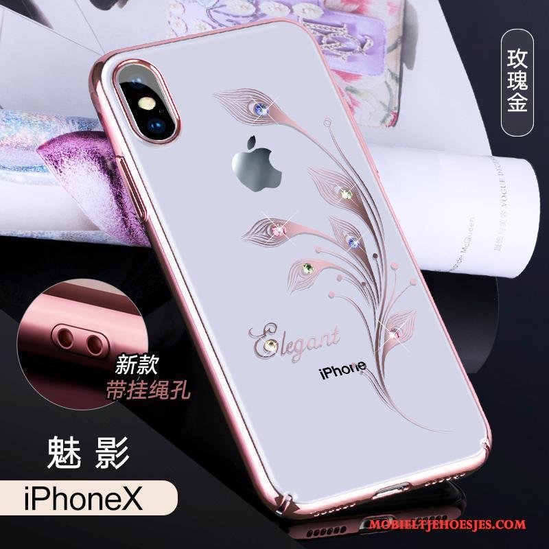 iPhone X Nieuw Hoes Wit Hoesje Telefoon Anti-fall Met Strass Doorzichtig