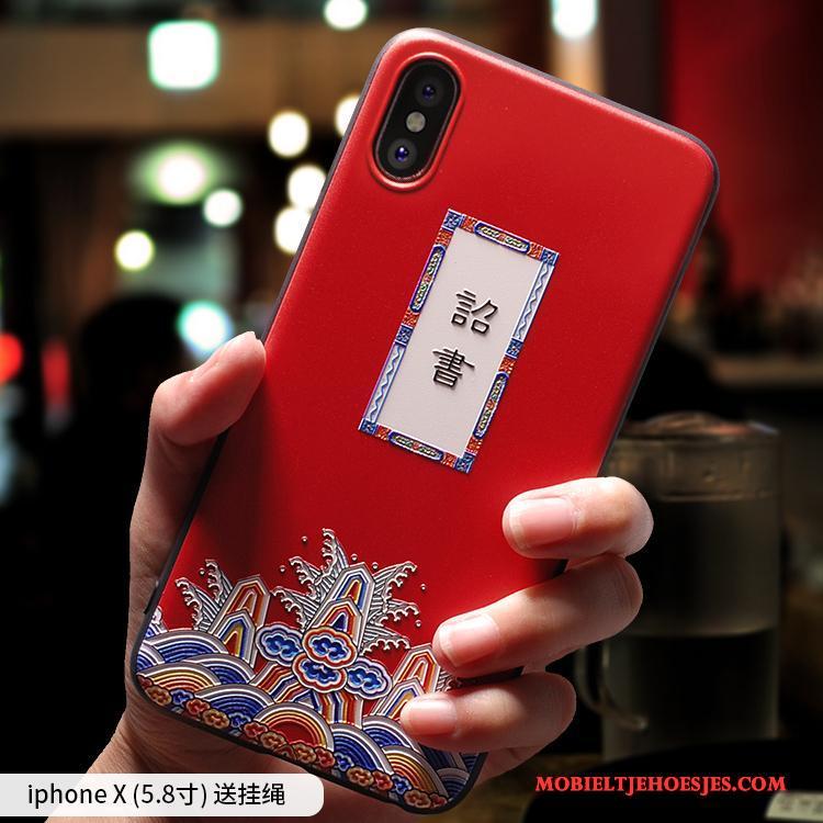 iPhone X Nieuw Trend Hoesje Telefoon Dun Lovers Rood Siliconen