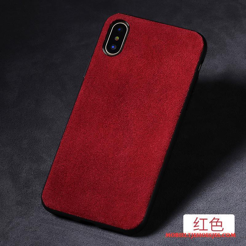 iPhone X Suede All Inclusive Trend Grijs Hoesje Telefoon Nieuw Net Red