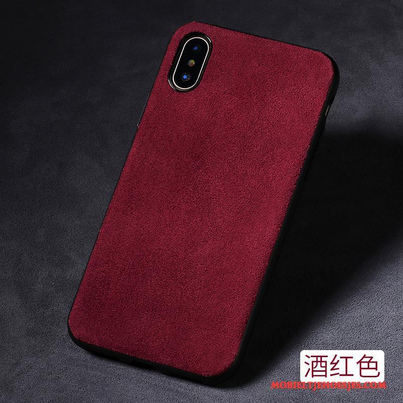 iPhone X Suede All Inclusive Trend Grijs Hoesje Telefoon Nieuw Net Red