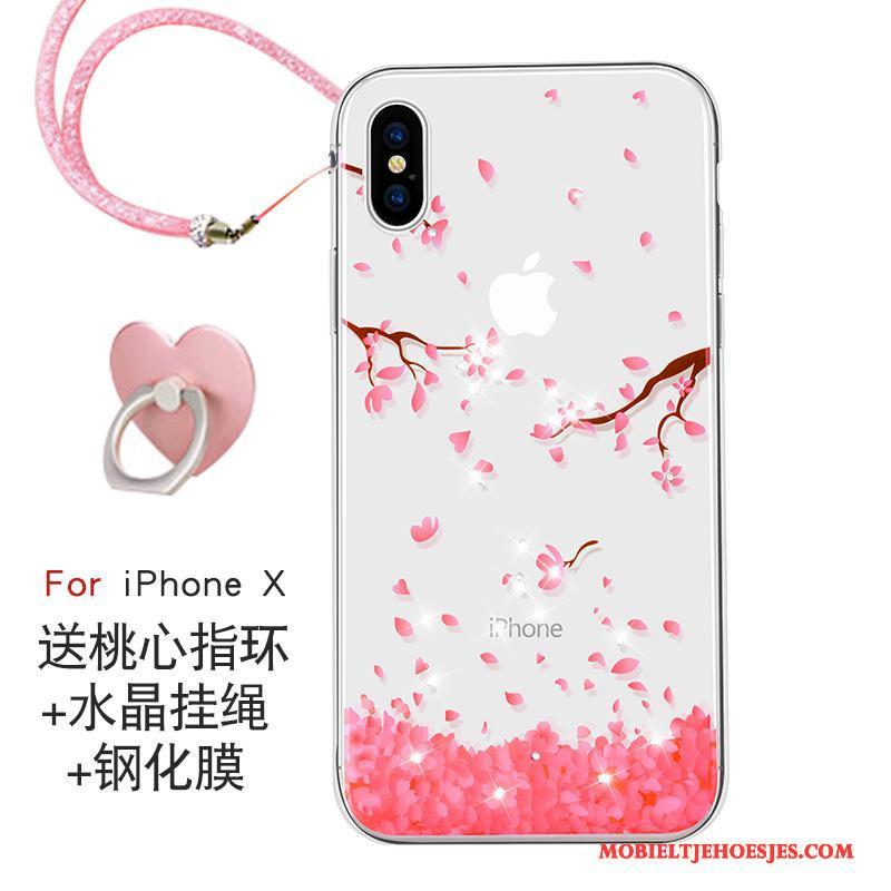 iPhone X Trendy Merk Hoesje Telefoon Nieuw Roze Hanger