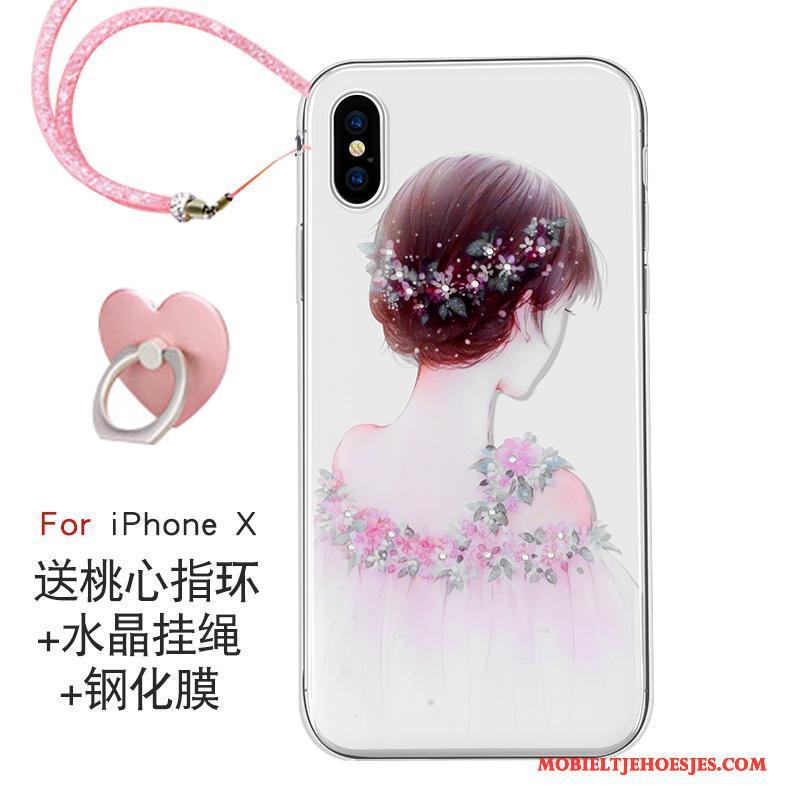 iPhone X Trendy Merk Hoesje Telefoon Nieuw Roze Hanger