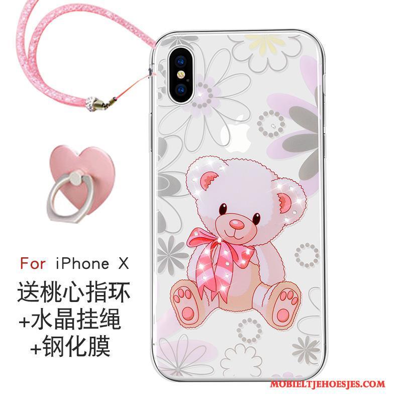 iPhone X Trendy Merk Hoesje Telefoon Nieuw Roze Hanger