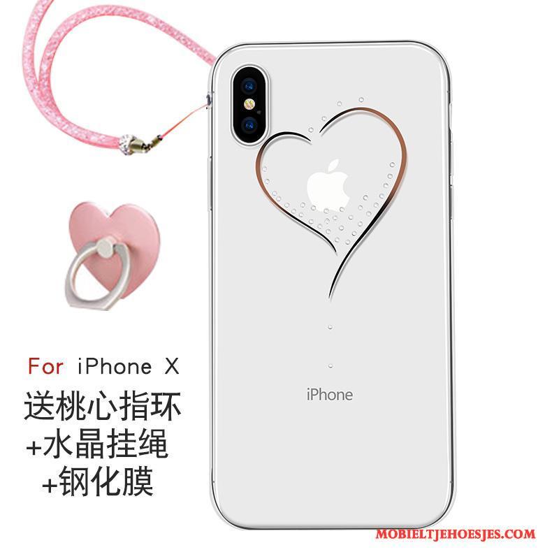 iPhone X Trendy Merk Hoesje Telefoon Nieuw Roze Hanger