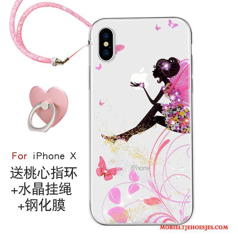 iPhone X Trendy Merk Hoesje Telefoon Nieuw Roze Hanger