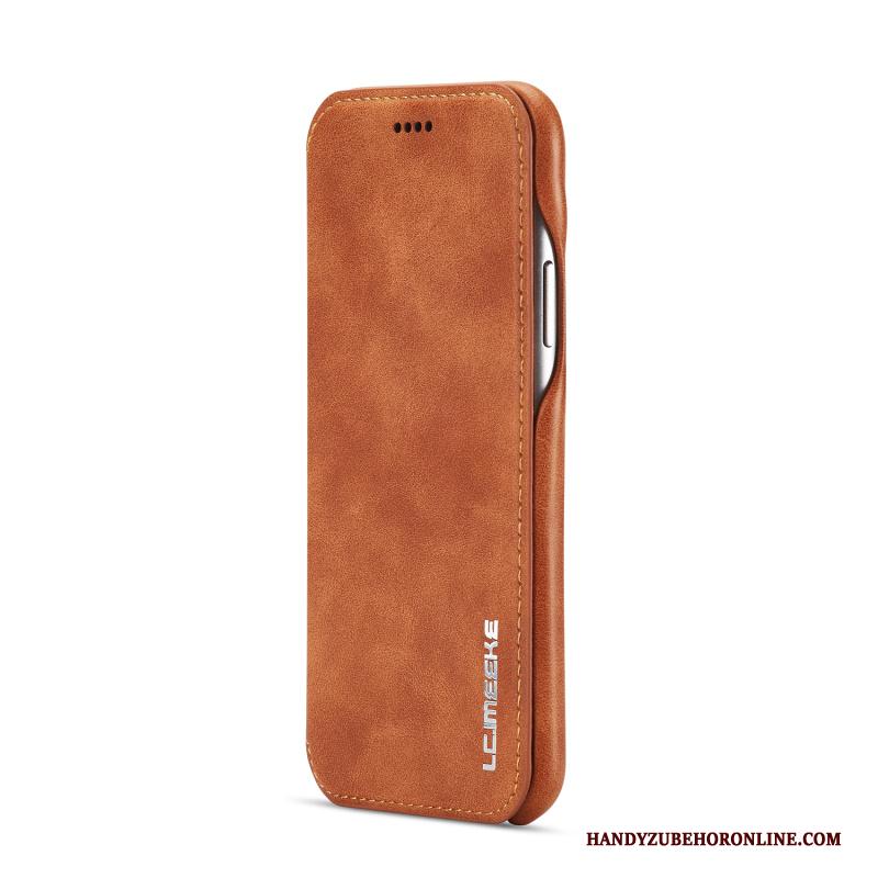 iPhone Xr Hoesje Anti-fall Echt Leer Leren Etui Hoes Linnen All Inclusive Folio