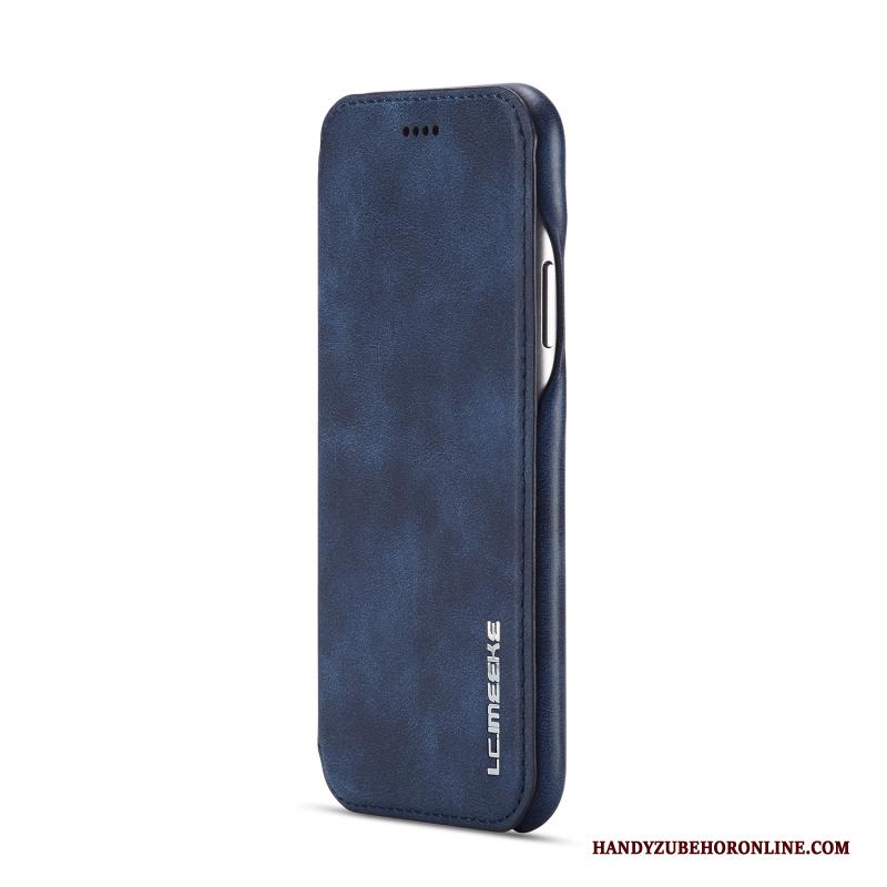 iPhone Xr Hoesje Anti-fall Echt Leer Leren Etui Hoes Linnen All Inclusive Folio