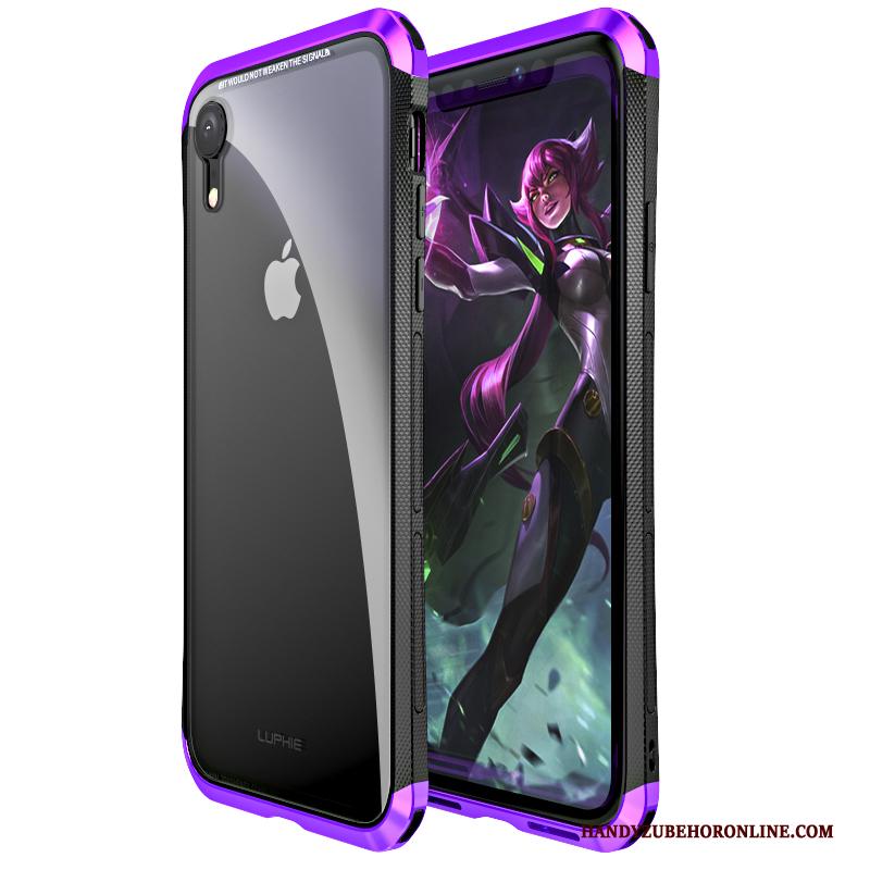 iPhone Xr Omlijsting Gehard Glas Lichte En Dun Anti-fall Hoes Hoesje Telefoon Trend