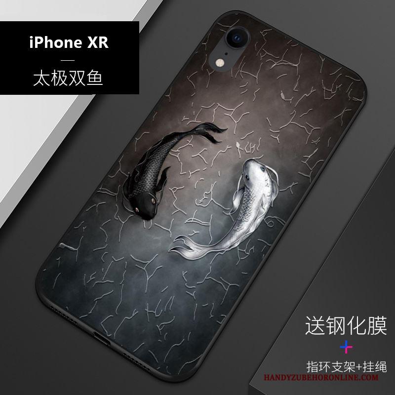 iPhone Xr Pas Hoes Blauw Hoesje Reliëf Telefoon Bescherming