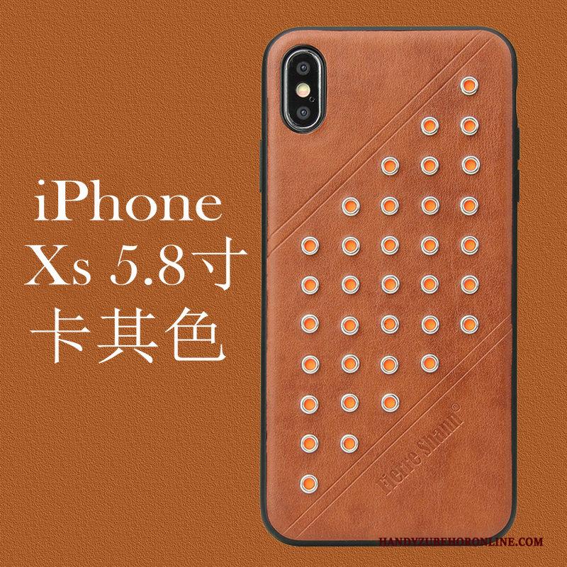 iPhone Xs Anti-fall Bescherming Leren Etui Rood Hoesje Telefoon Ster Europa