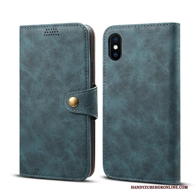 iPhone Xs Clamshell Leren Etui Groen Hoesje Telefoon Echt Leer Kaart