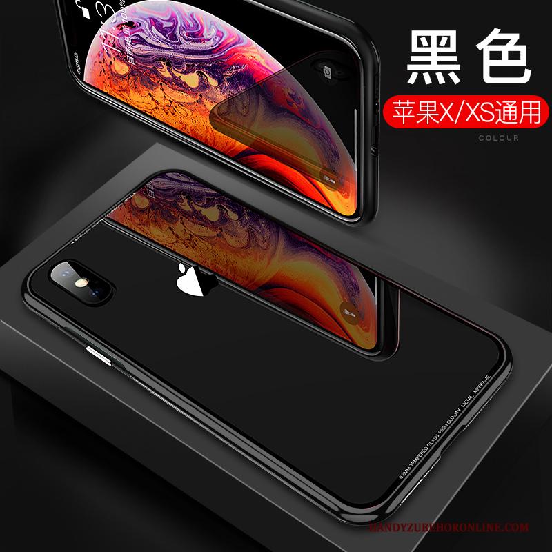 iPhone Xs Glas Purper Hoes Hoesje Telefoon Trendy Merk Nieuw Metaal