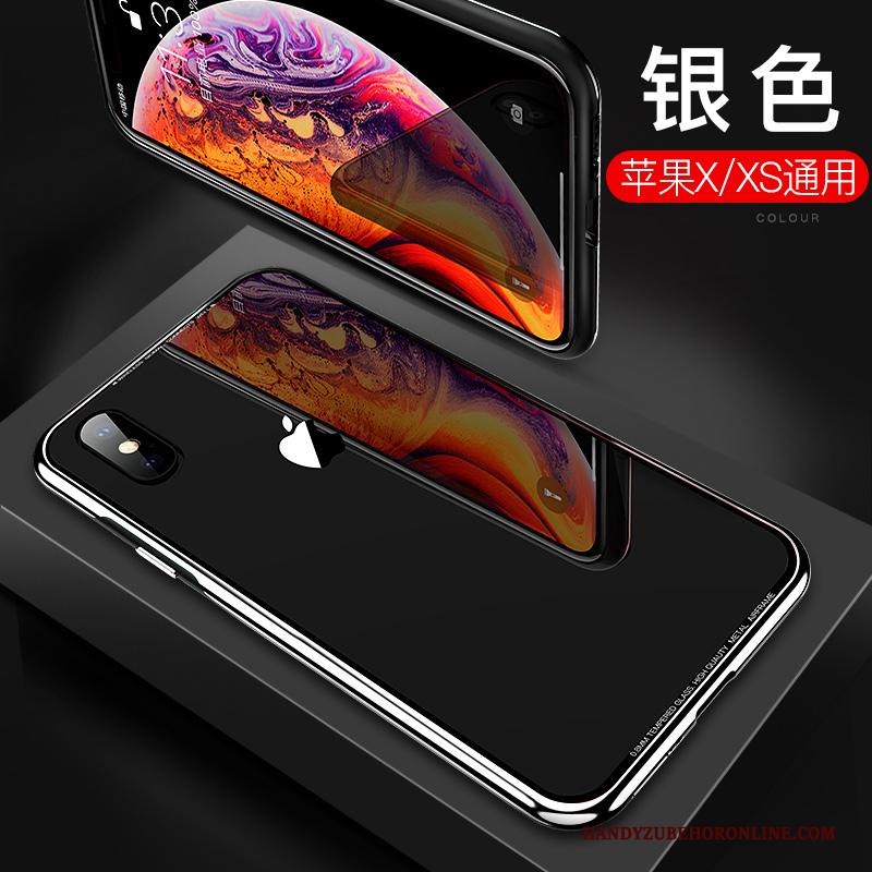 iPhone Xs Glas Purper Hoes Hoesje Telefoon Trendy Merk Nieuw Metaal