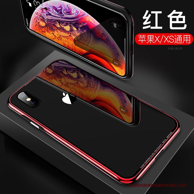 iPhone Xs Glas Purper Hoes Hoesje Telefoon Trendy Merk Nieuw Metaal