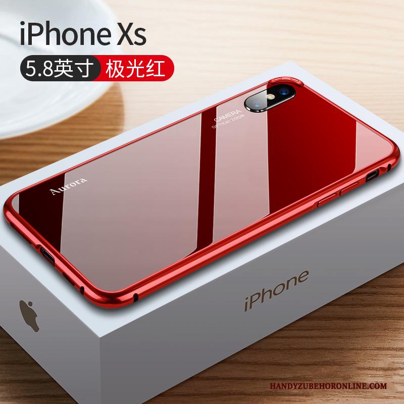 iPhone Xs Hoesje Nieuw Metaal Trendy Merk Rood Anti-fall High End Omlijsting