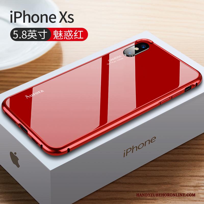 iPhone Xs Hoesje Nieuw Metaal Trendy Merk Rood Anti-fall High End Omlijsting