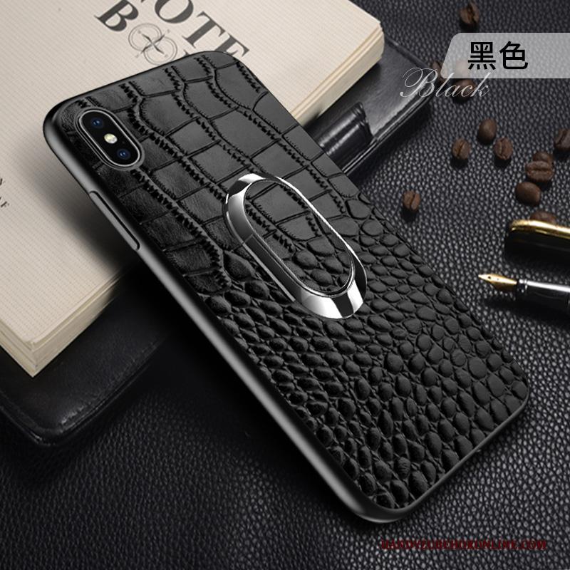 iPhone Xs Leer Wijnrood Anti-fall High End Hoesje Telefoon Leren Etui Auto