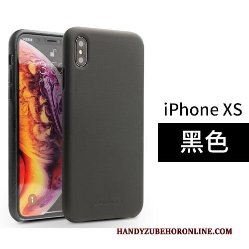 iPhone Xs Leren Etui Achterklep Leer Bedrijf Hoesje Telefoon Bruin Echt Leer