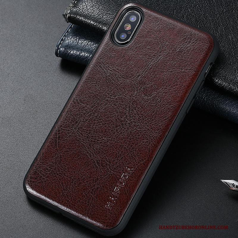 iPhone Xs Max Achterklep Leren Etui Bescherming Hoesje Nieuw Echt Leer Telefoon