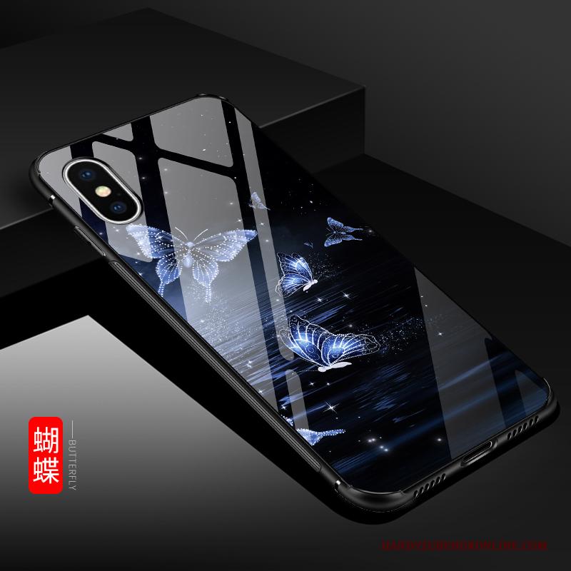 iPhone Xs Max Bescherming Hoesje Telefoon Blauw Mode Glas Persoonlijk Zacht