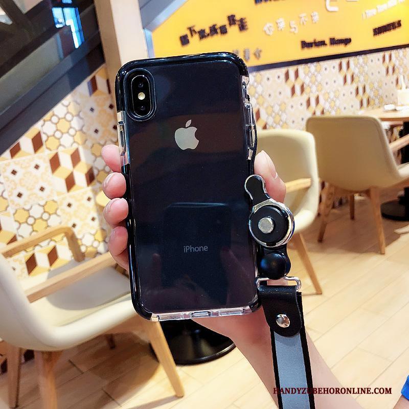 iPhone Xs Max Hoesje Bescherming All Inclusive Net Red Zwart Anti-fall Scheppend Eenvoudige