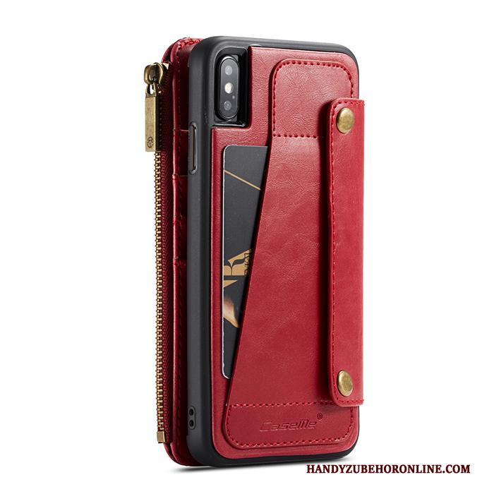 iPhone Xs Max Hoesje Telefoon Anti-fall Kaart Tas Zwart Leren Etui Nieuw Portemonnee