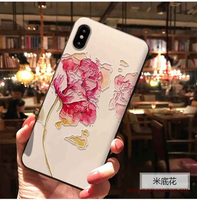 iPhone Xs Max Hoesje Telefoon Reliëf Trend Bloemen Vers Rood Persoonlijk