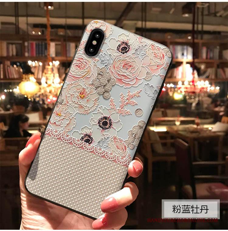 iPhone Xs Max Hoesje Telefoon Reliëf Trend Bloemen Vers Rood Persoonlijk