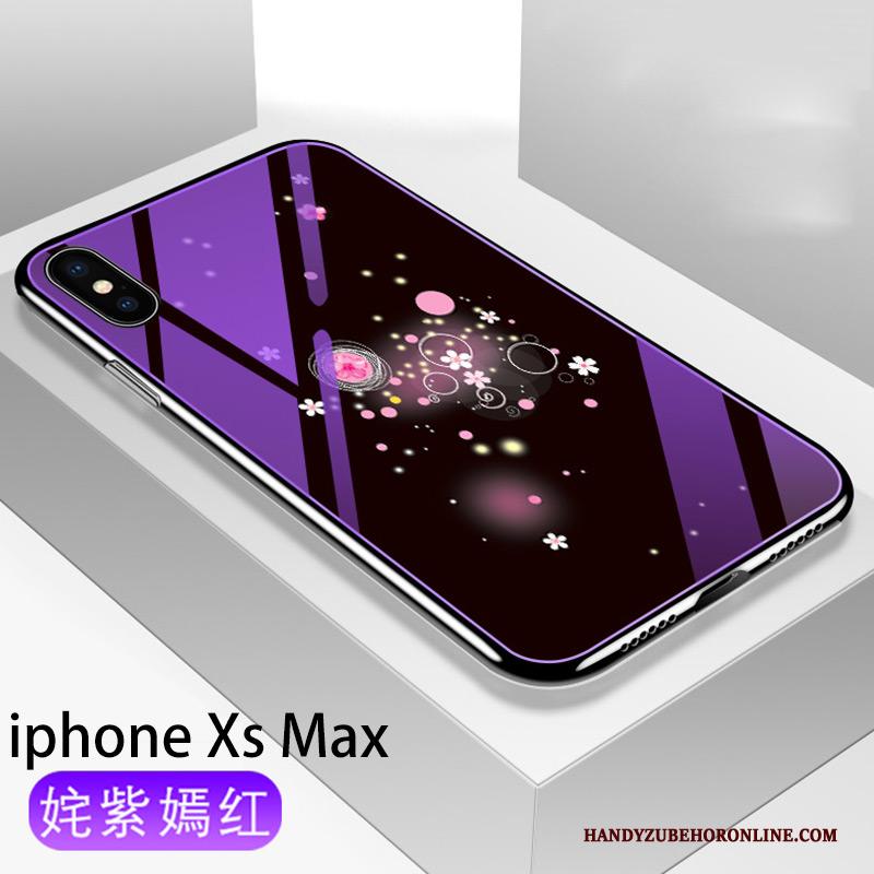 iPhone Xs Max Hoesje Telefoon Trendy Merk Plating Purper Siliconen Glas Anti-fall