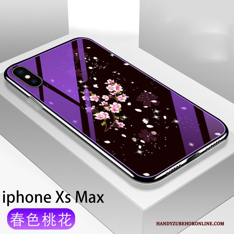 iPhone Xs Max Hoesje Telefoon Trendy Merk Plating Purper Siliconen Glas Anti-fall