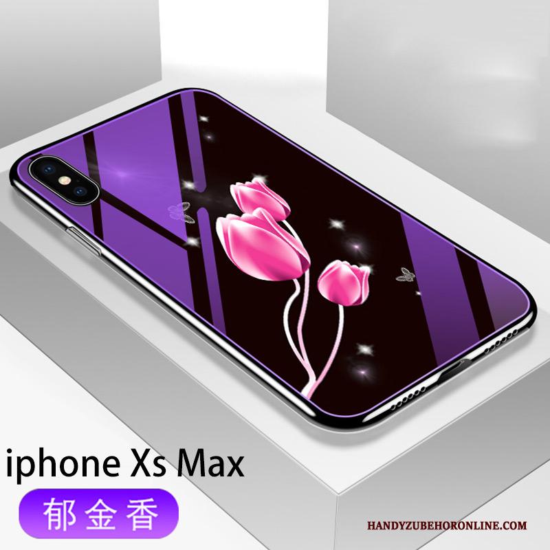 iPhone Xs Max Hoesje Telefoon Trendy Merk Plating Purper Siliconen Glas Anti-fall