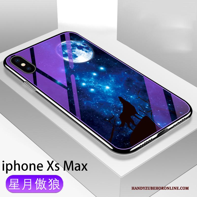 iPhone Xs Max Hoesje Telefoon Trendy Merk Plating Purper Siliconen Glas Anti-fall