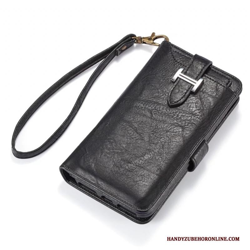 iPhone Xs Max Leren Etui Kaart Tas Folio Hoesje Telefoon Portemonnee Hanger