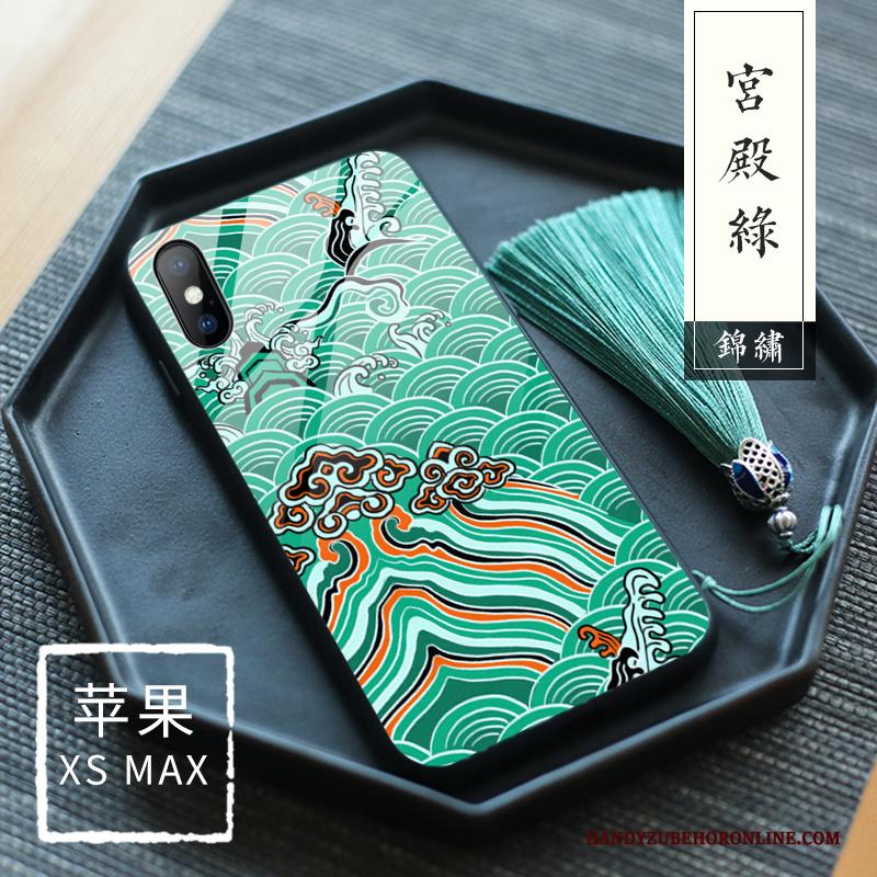 iPhone Xs Max Wind Bescherming Trend Groen Nieuw Bloemen Hoesje