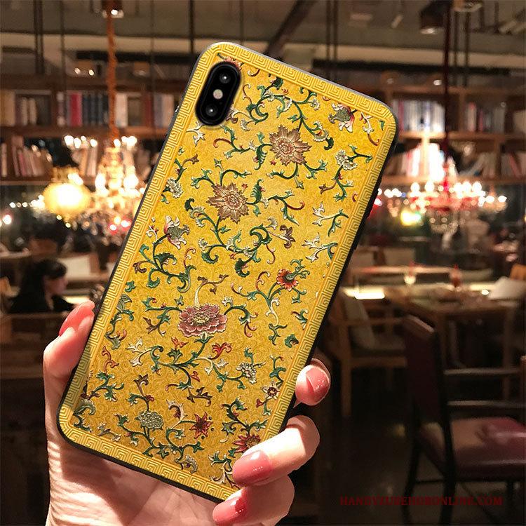 iPhone Xs Reliëf Blauw Hoes Hoesje Telefoon Bescherming