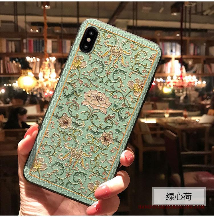 iPhone Xs Reliëf Blauw Hoes Hoesje Telefoon Bescherming