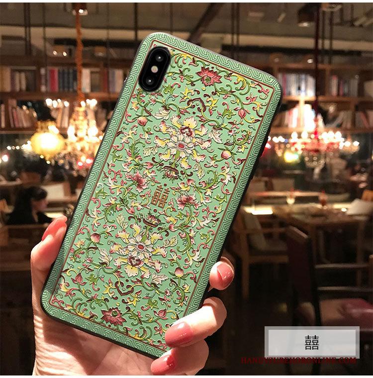 iPhone Xs Reliëf Blauw Hoes Hoesje Telefoon Bescherming