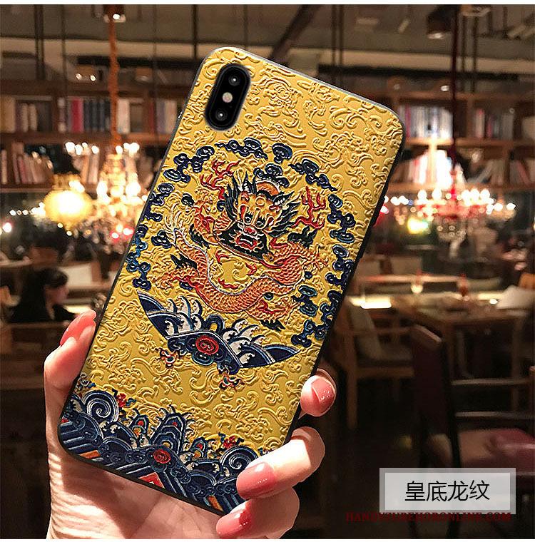 iPhone Xs Reliëf Blauw Hoes Hoesje Telefoon Bescherming