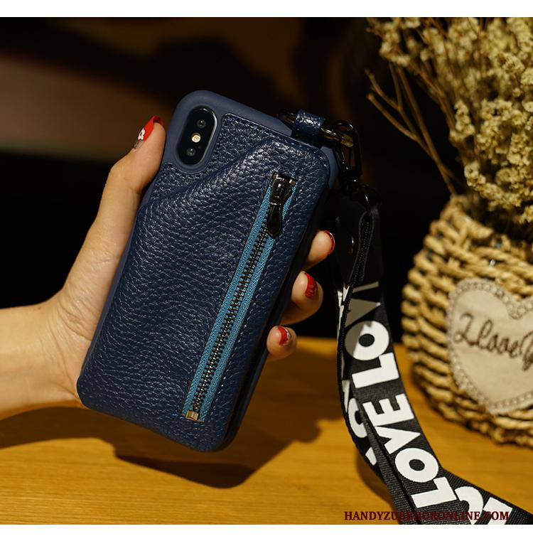 iPhone Xs Tas Nieuw Hanger Sleutel Hoesje Telefoon Portemonnee Blauw