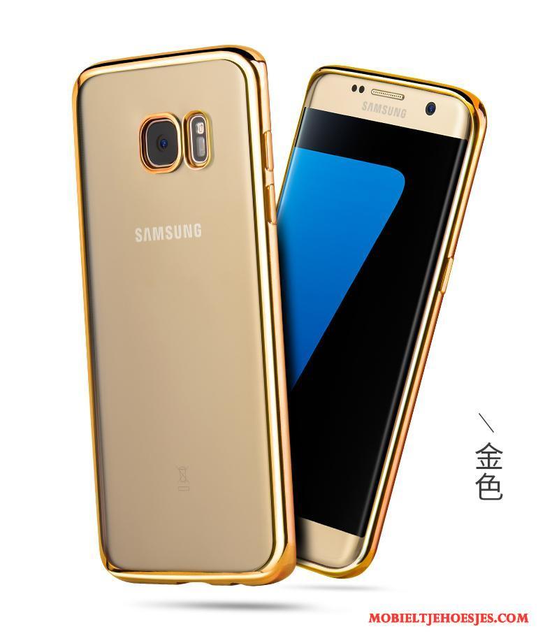 Schande gemeenschap Oost Timor Samsung Galaxy S6 Edge + Ster Siliconen Zacht Hoesje Telefoon Goud  Bescherming Billigt