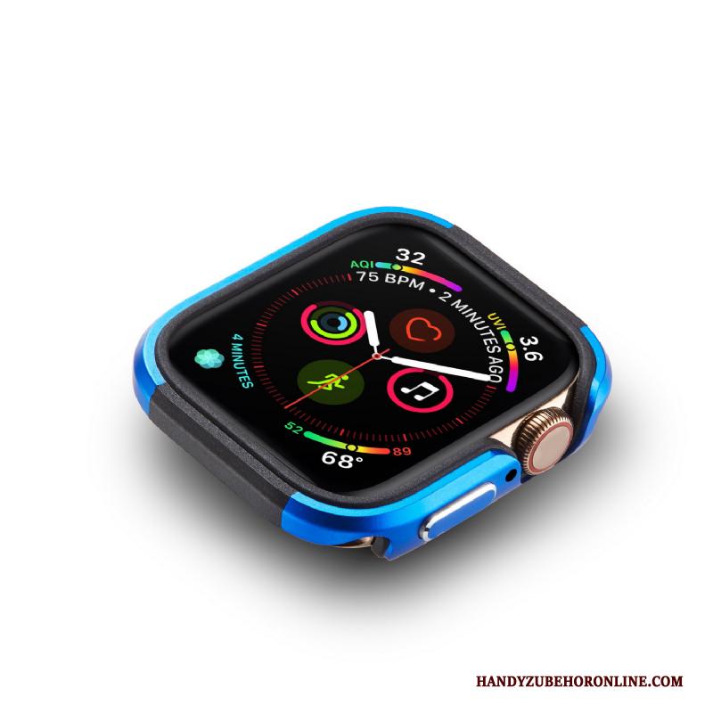 Apple Watch Series 4 Metaal Hoesje Pu Omlijsting Blauw Bescherming Legering