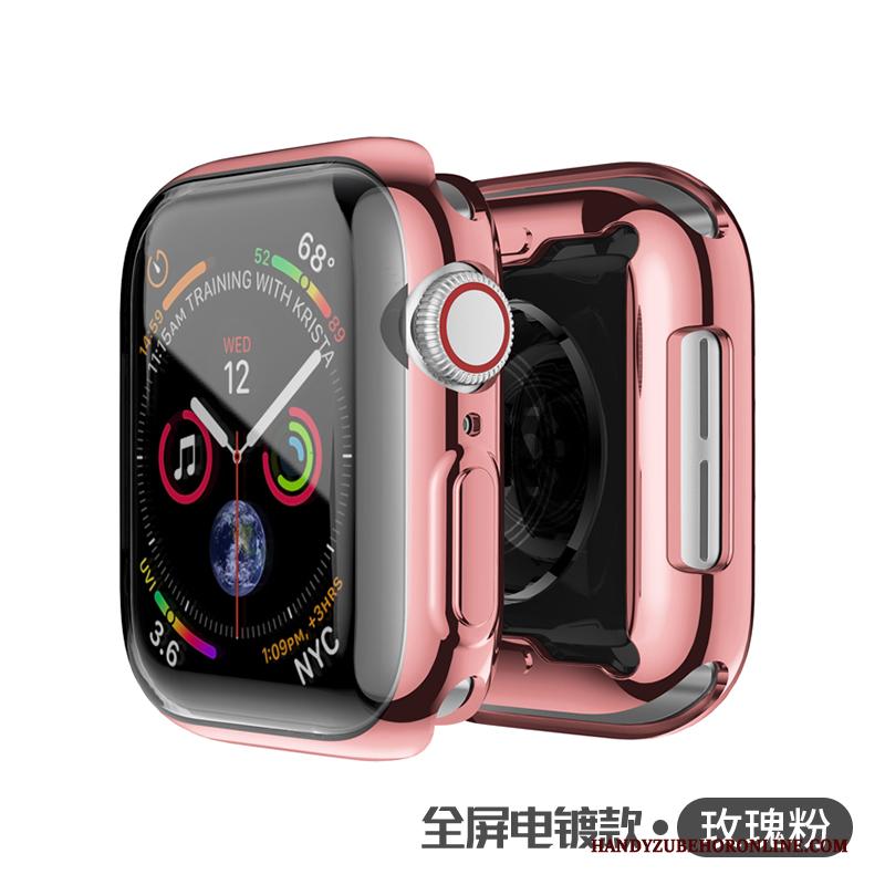 Apple Watch Series 5 Siliconen Roze Hoesje Plating Dun Bescherming All Inclusive