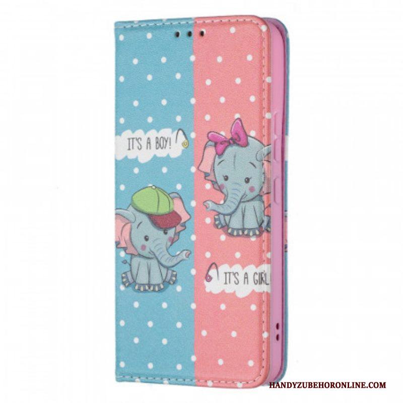 Bescherming Hoesje voor Samsung Galaxy S22 5G Folio-hoesje Baby Olifanten