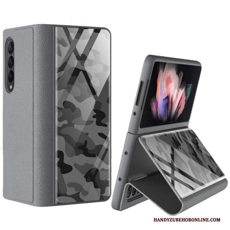 Bescherming Hoesje voor Samsung Galaxy Z Fold 3 5G Folio-hoesje Camouflage Gehard Glas