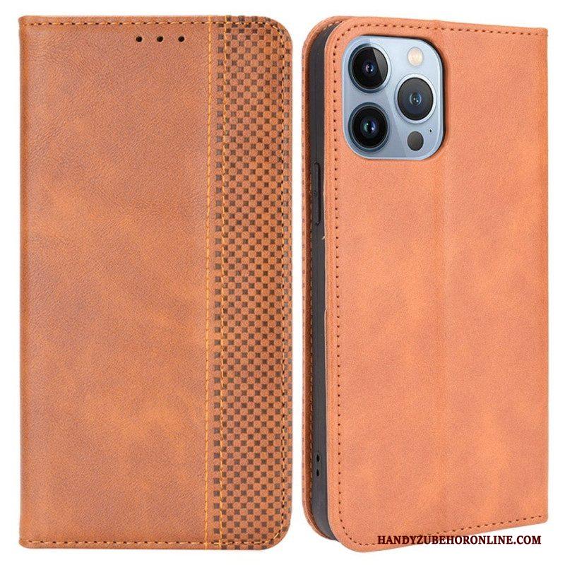 Bescherming Hoesje voor iPhone 14 Plus Folio-hoesje Gestileerd Vintage Leereffect